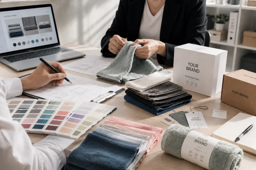 NUH Textile OEM and ODM product development for custom microfiber towels and packaging