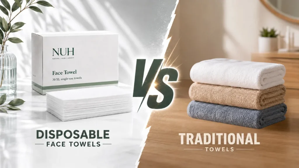 Disposable face towels compared with traditional towels for skincare