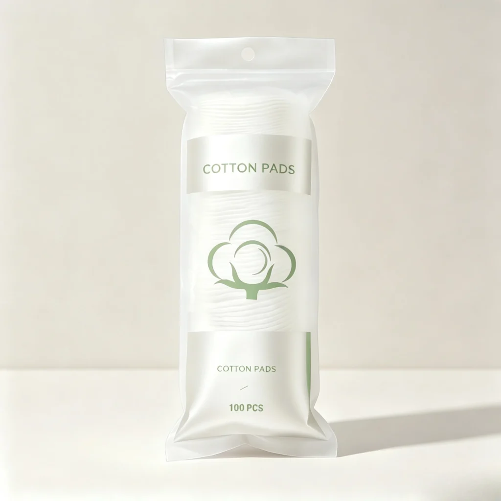 100% cotton pads with resealable bag packaging for skincare brands