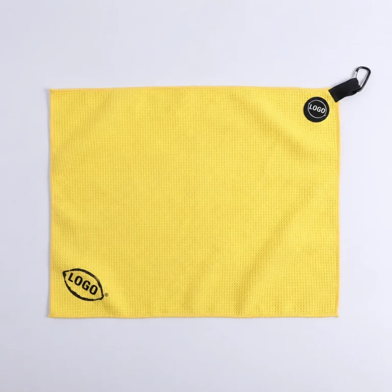 Custom Microfiber Waffle Golf Towel with Carabiner | OEM Sports Towel Supplier