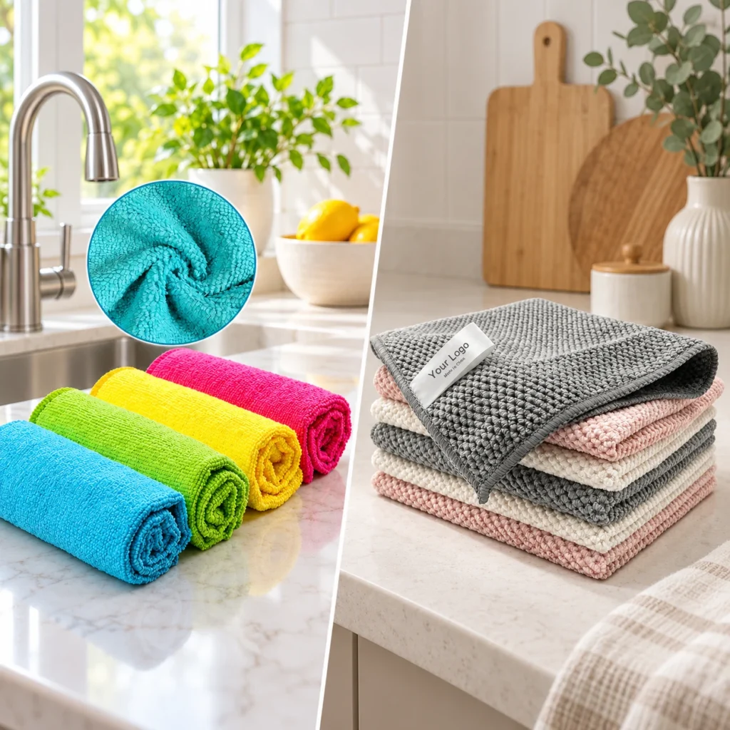 Comparison of two microfiber cleaning cloth types for different household and kitchen cleaning tasks
